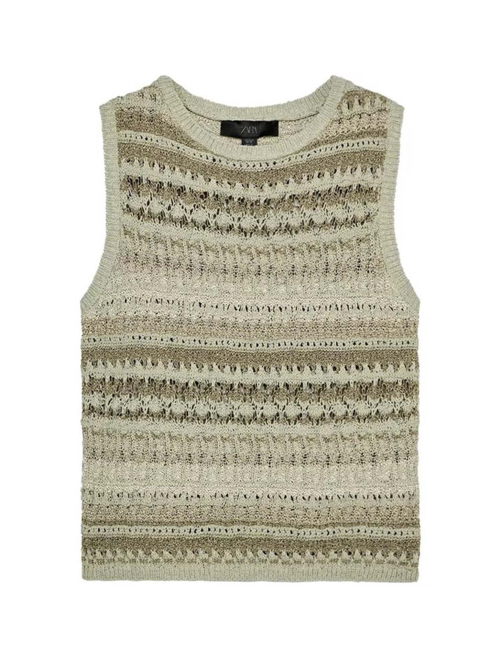 Zara Women's Knitted Tank Top - Cream and Brown